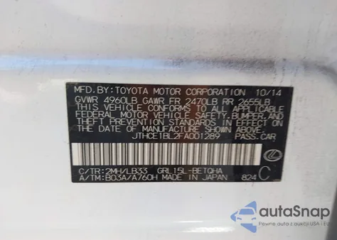 2015 Lexus Gs 350 Crafted Line z USA, uszkodzony, nr VIN JTHCE1BL2FA001289